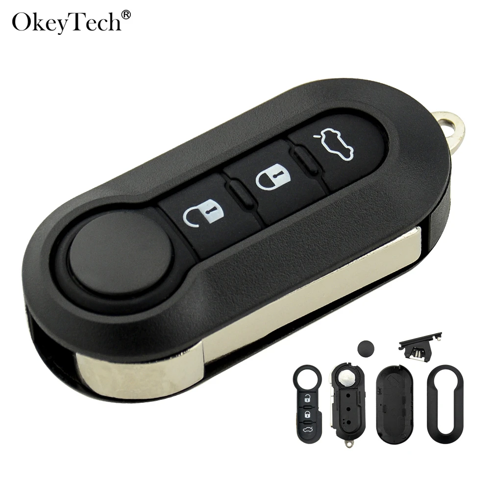 denso spark plugs Okeytech 3 Buttons Remote Car key Shell Case For Fiat 500 Panda Punto Bravo  Auto Uncut Blade Normal White Button champion spark plugs