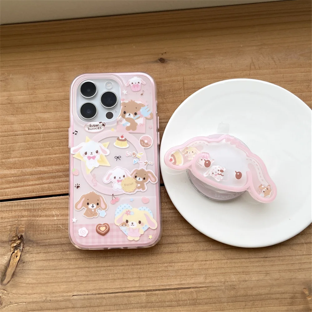 أرنب حلوى كرتوني مضحك مع حافظة هاتف بحامل مغناطيسي...