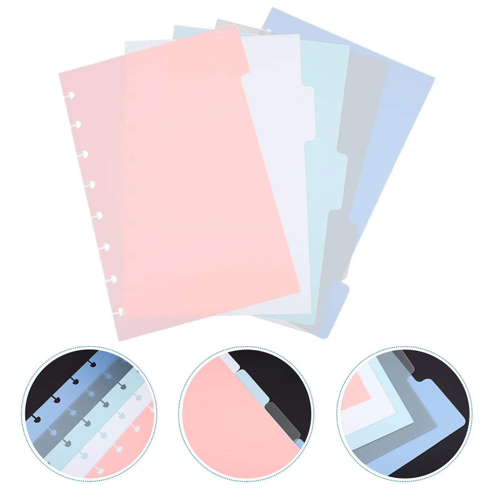 Notebook Binder Divider 5 Pcs Binder Separators Mushroom Hole Classification Clip Binders Punched Dividers