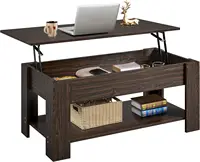 Lift Top Coffee Table with Hidden Compartment and Storage Shelf, Rising Tabletop Dining Table for Living Room Reception Room 2
