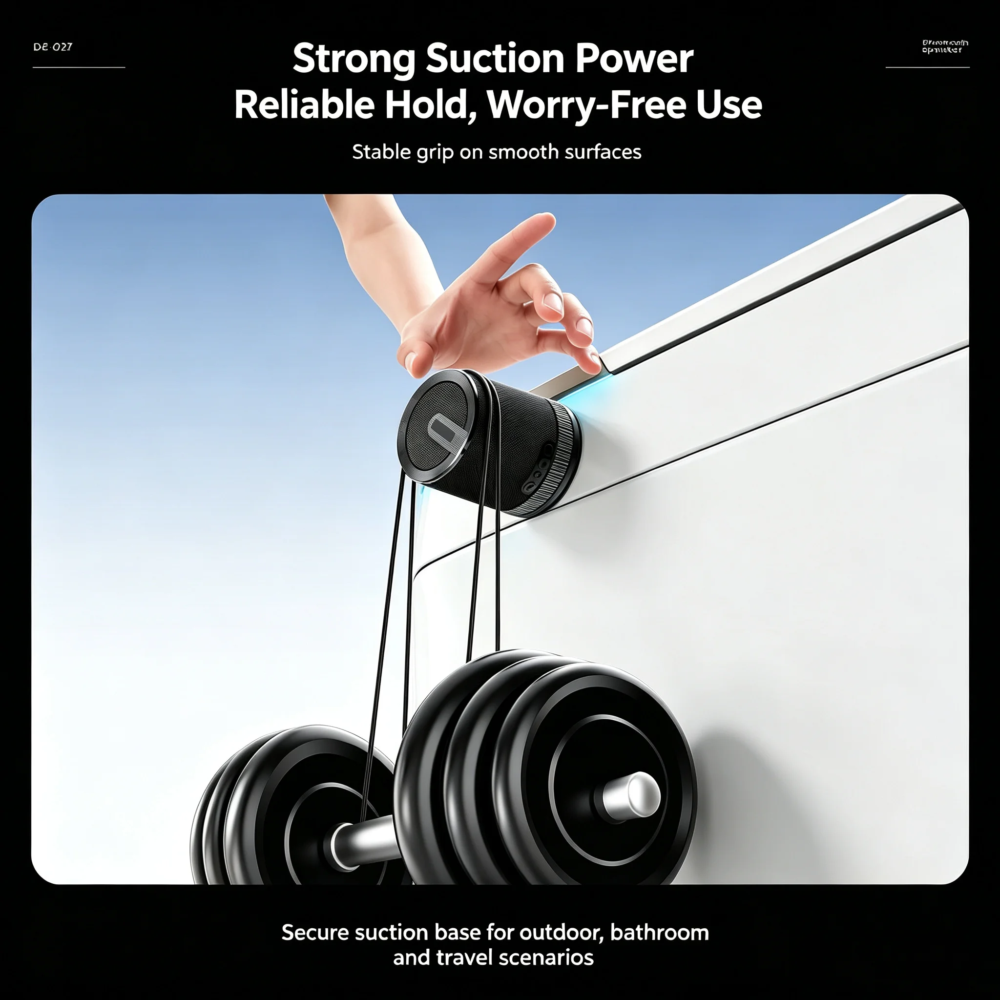 Portable 5W Suction Cup Bluetooth Speaker for Shower and Bathroom with HiFi Stereo Sound