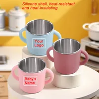 Ensemble d'alimentation pour bébé en silicone avec assiette en acier inoxydable personnalisable, bol à ventouse, assiettes, cuillère, fourchette, tasse – Cadeau créatif pour enfants sans BPA 4