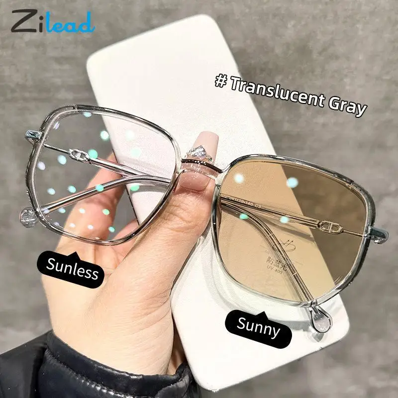 Zilead 0-0.5-1-1.5-2-2.5-3-4-5-6 Photochromic Myopia Glasses Women Discolored Nearsighted Eyeglasses Unisex Shortsighted Eyewear