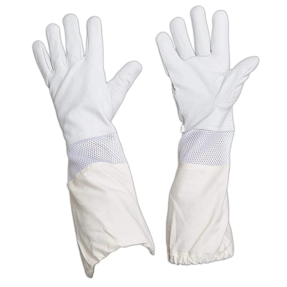 1 Pair Beekeeping Gloves Premium Goatskin Beekeeper's Glove Long Protective Gloves Size XL