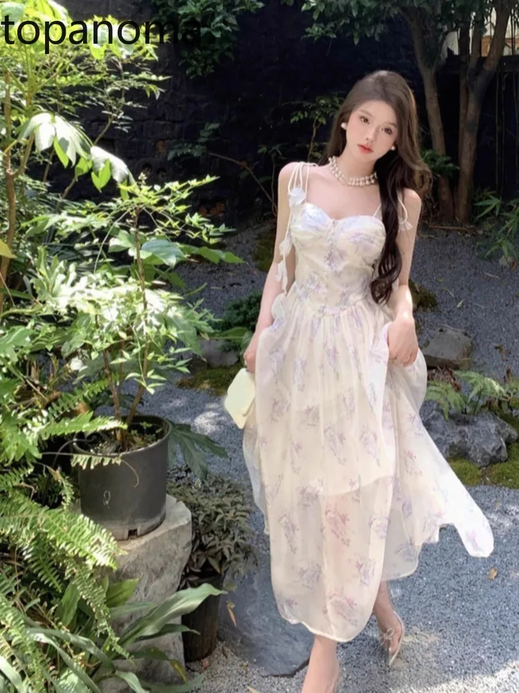 

Topanoma сказочные вечерние платья для женщин с цветочным принтом на шнуровке без рукавов с лепестками Элегантное свадебное платье милое коктейльное на день рождения