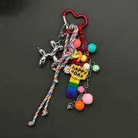 Ins Rainbow Beads Novel Personalized Hanging Chain Car Phone Case Key Bag Pendant for Men and Women Hanging Chain Decorative 2