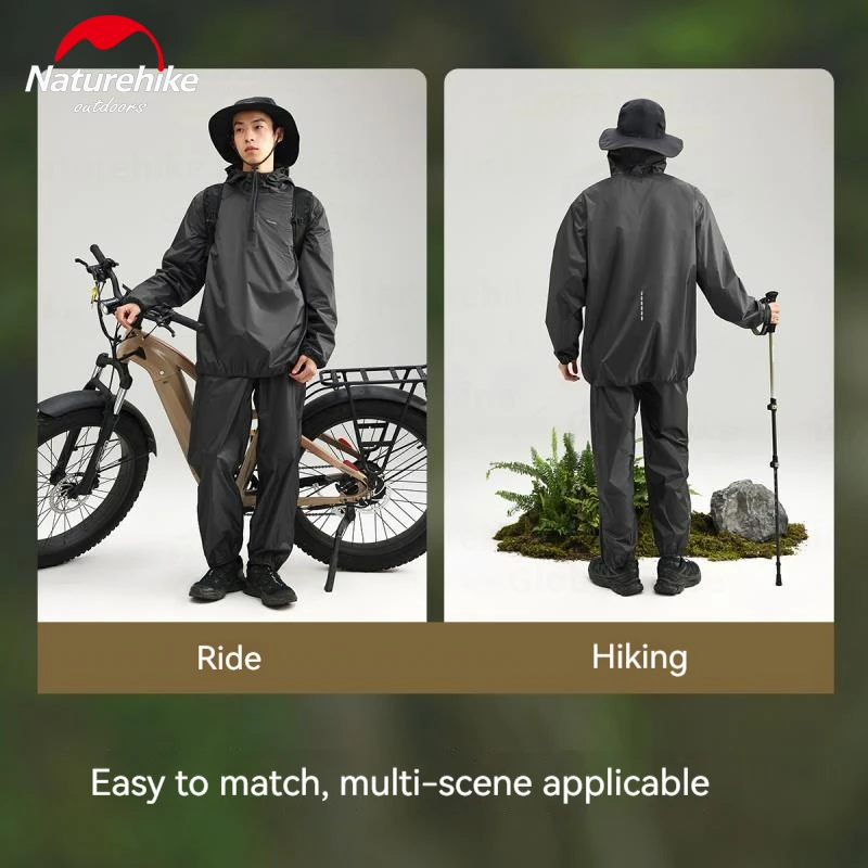 Naturehike Outdoor Split Raincoat Set Ultralight Portable 6000mm+ Rainproof 15D Nylon Fishing Waterproof Motorcycle Coat Pants