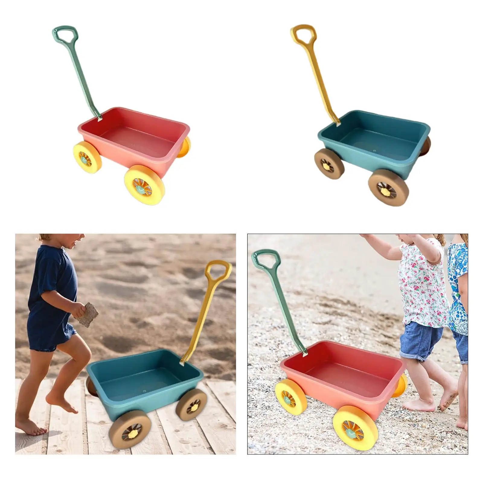 Beach Toy Pretend Play Wagon Funky Multipurpose Garden Tool Outdoor Toy Pull Wagon Toy for Yard Household Seaside Indoor Boys