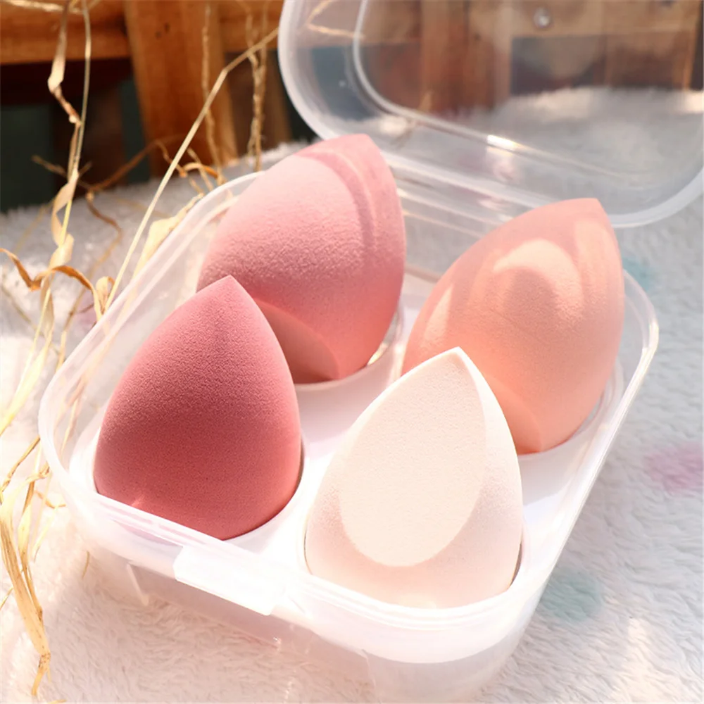 FLD 4PCs Colorful Makeup Puff Sponge Egg Dry and Wet Beauty Cosmetic Foundation Powder Bevel Cut Make Up Sponge Tools