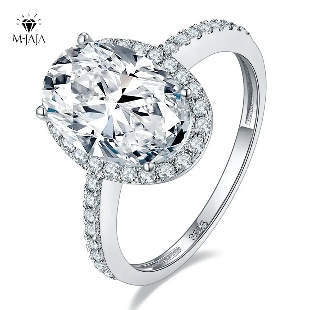 

M-JAJA Moissanite Classic Oval Cut 925 Sterling Silver GRA D Color VVSI 4.5CT Diamonds Gemstone Engagement Ring Fine Jewelry