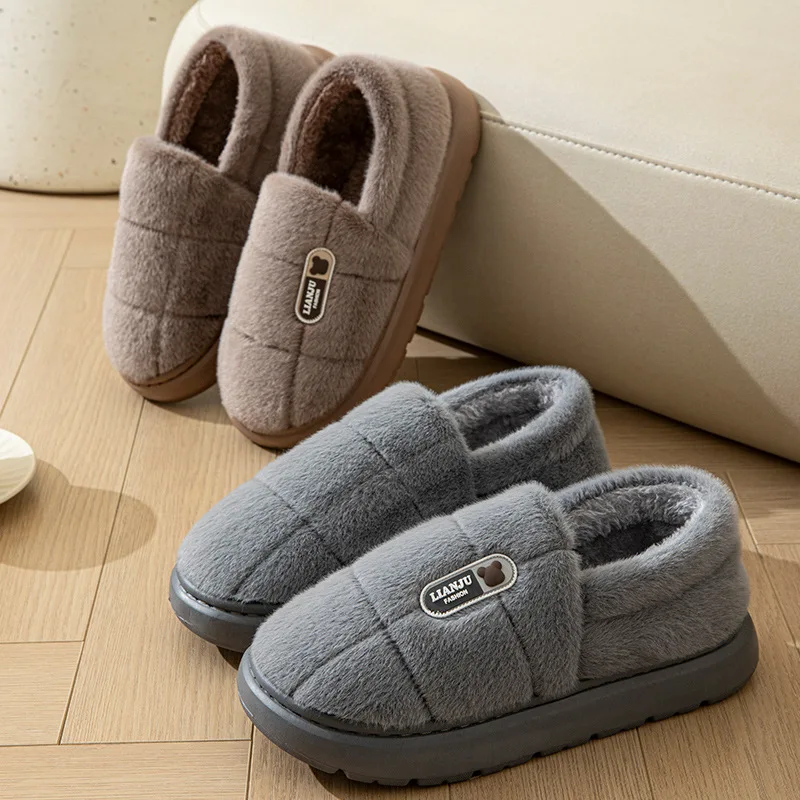 Evshine Damen-Schuhe aus flauschiger Baumwolle, warmes Fell, Plüsch, Innenrutschen, Herren, bequem, weich, flauschig, Hausschuhe, Winter, pelziger Haus-Baumwoll-Slipper – Detail 9
