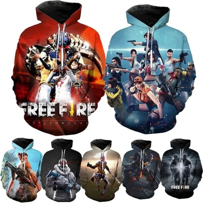 

Пуловер с принтом Free Fire, мужские и женские толстовки, толстовка с 3D принтом, свитшот с карманом и капюшоном, модная повседневная толстовка