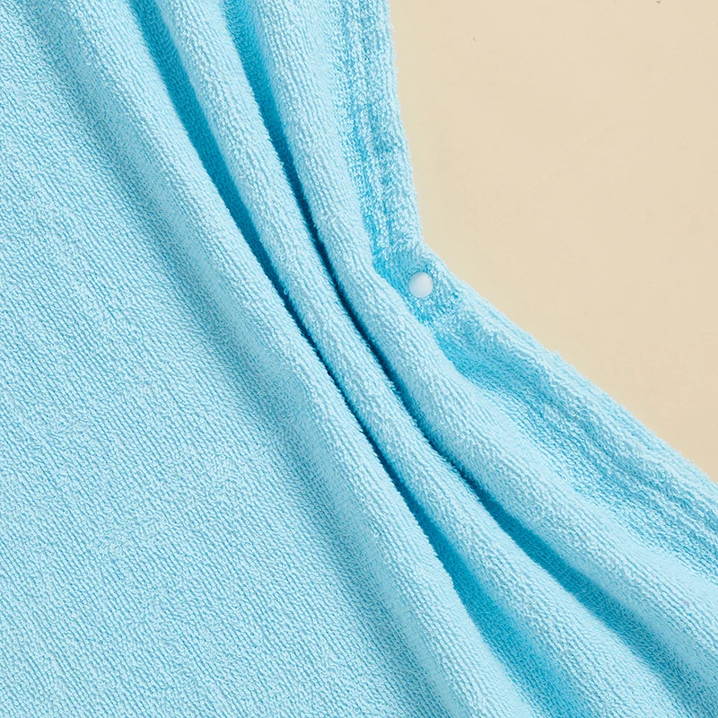 Kids Hooded Beach Poncho Towels Solid Color Loose Fit Beach Robe Cover-up for Summer