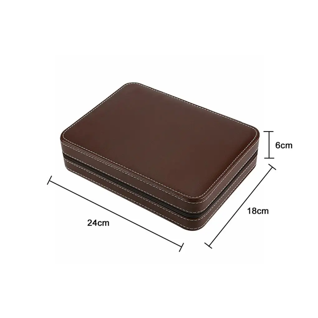 

Zippered Leather Watch Display Case 8 Grids Watch Storage Bag Case Holder Watches Organizer Box