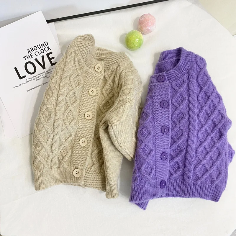 

Winter kids baby girls boys autumn winter full sleeve solid knitted outwear coat toddler Boys children Girls cardigan sweater