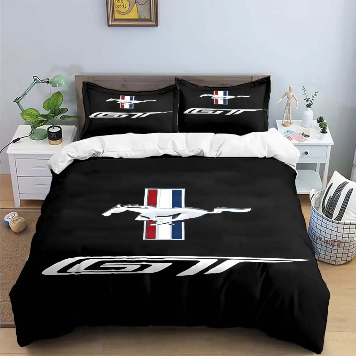 Mustang Car Logo Print Bedding Sets Exquisite Bed Supplies Set Duvet Cover Bed Comforter Set Bedding Set Luxury Birthday Gift 2