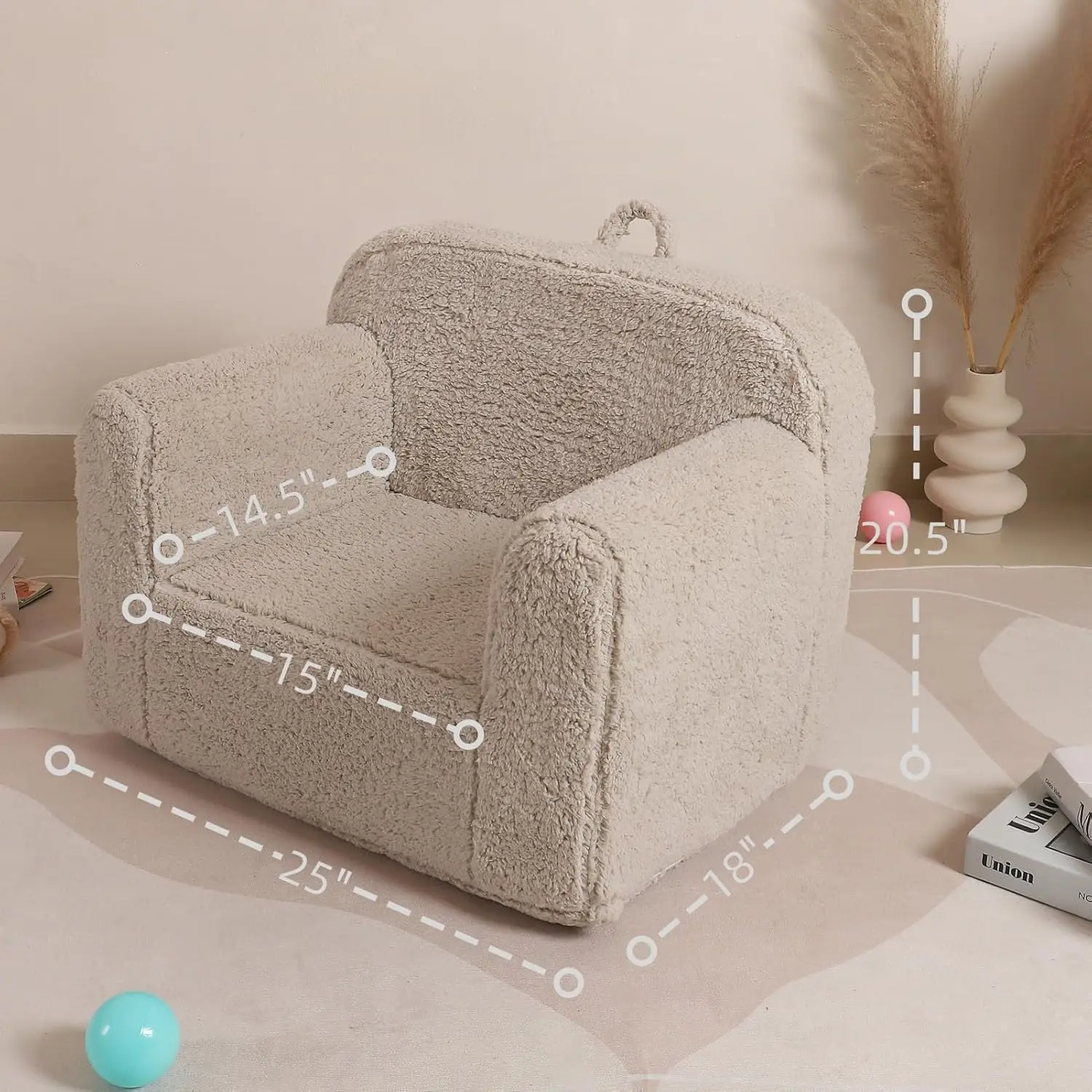 Cuddly Toddler Foam Chair for Boys and Girls, Light Grey 3