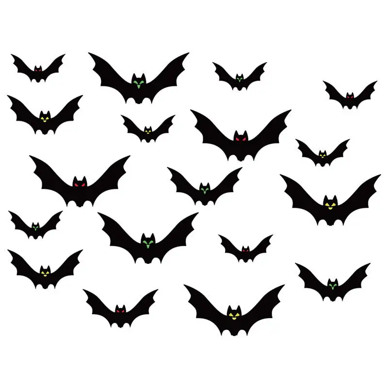 18pcs 3size Halloween Decoration Black Bat String Black Hanging Ornament Scary Horror Halloween Garland Decor