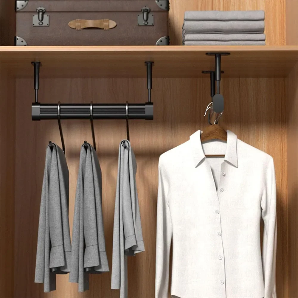 Stainless Steel Hanging Rod Hanging Closet Rod with End Supports Metal Closet Poles for Hanging Clothes Hanger Holder for Wardrobes Verandah Shower