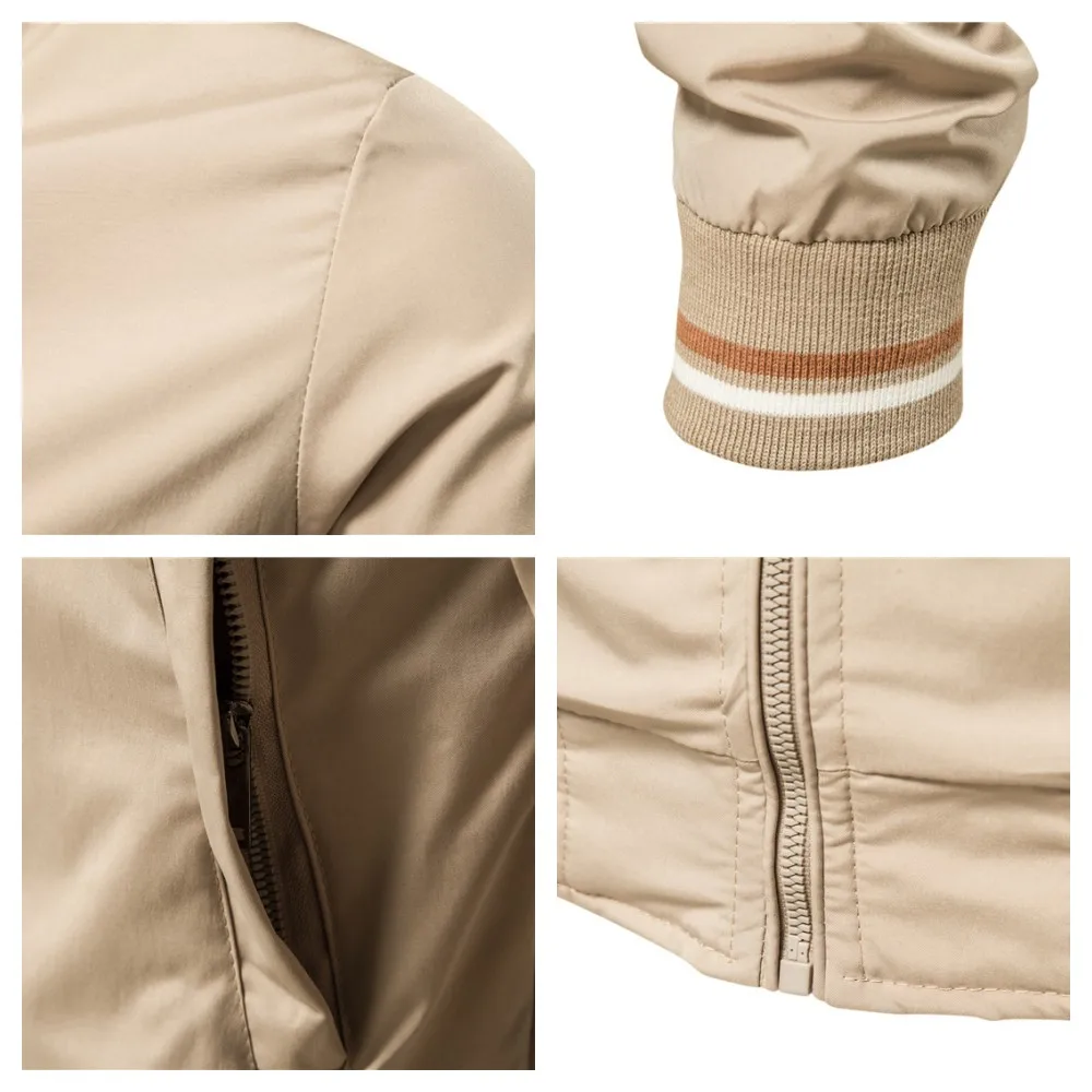 Autunno Inverno Uomo Giacca a vento Biker Bomber Giubbotti per uomo Giacca da campeggio Cappotto Giacca casual Capispalla Abiti maschili 4