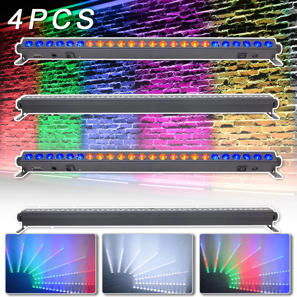 

4PCS LED RGBW Bar 24x4W LED Wall Washing Strobe Horse Racing Effect Stage Lighting For Concert Party Decoration Dj Disco Freetax