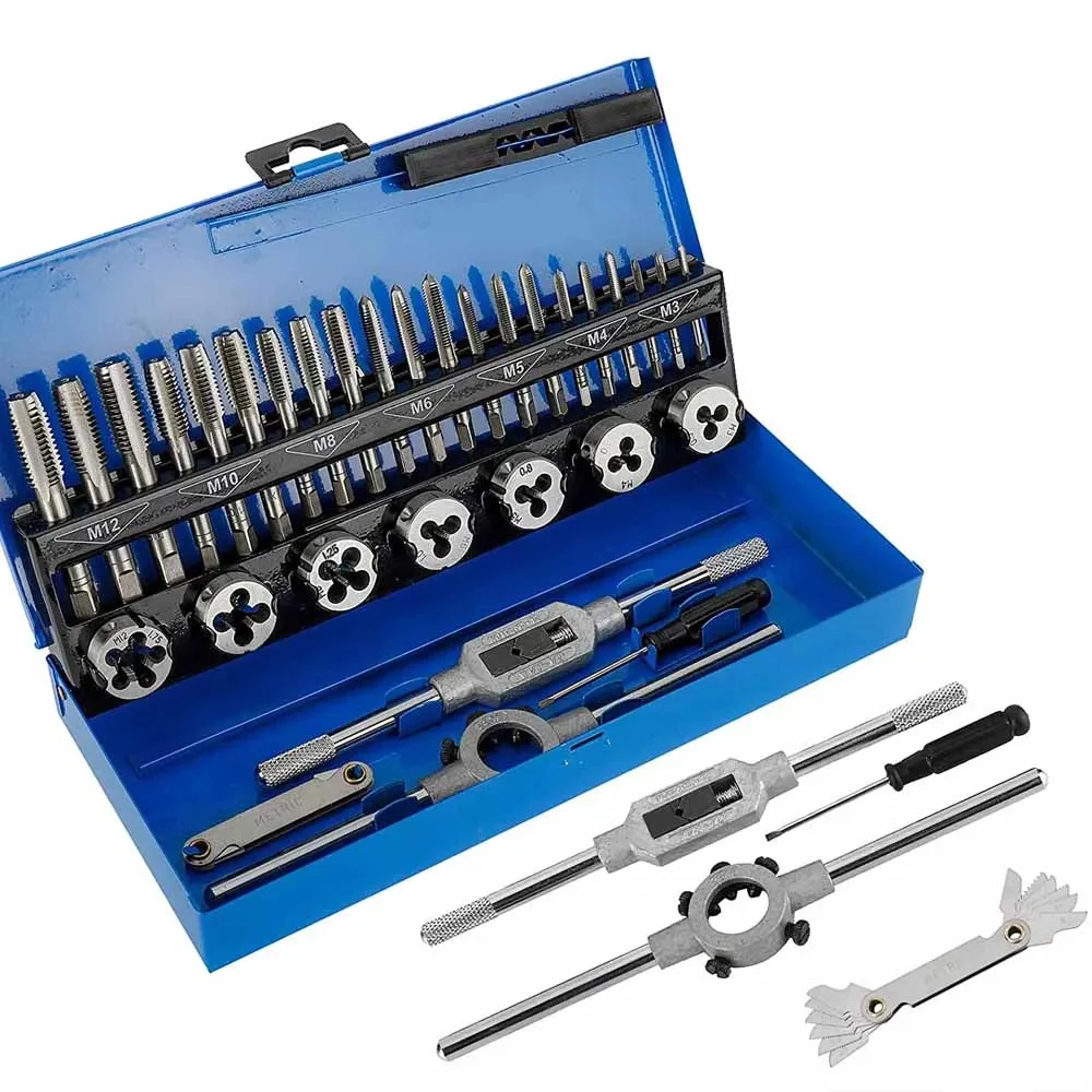 Description Picture 3 of item32Pcs Metric Tap And Die Set M3 M4 M5 M6 M8 M10 M12 Nut Bolt Screw Thread Taper Intermediate and Plug Wrench Repair Tools Kit