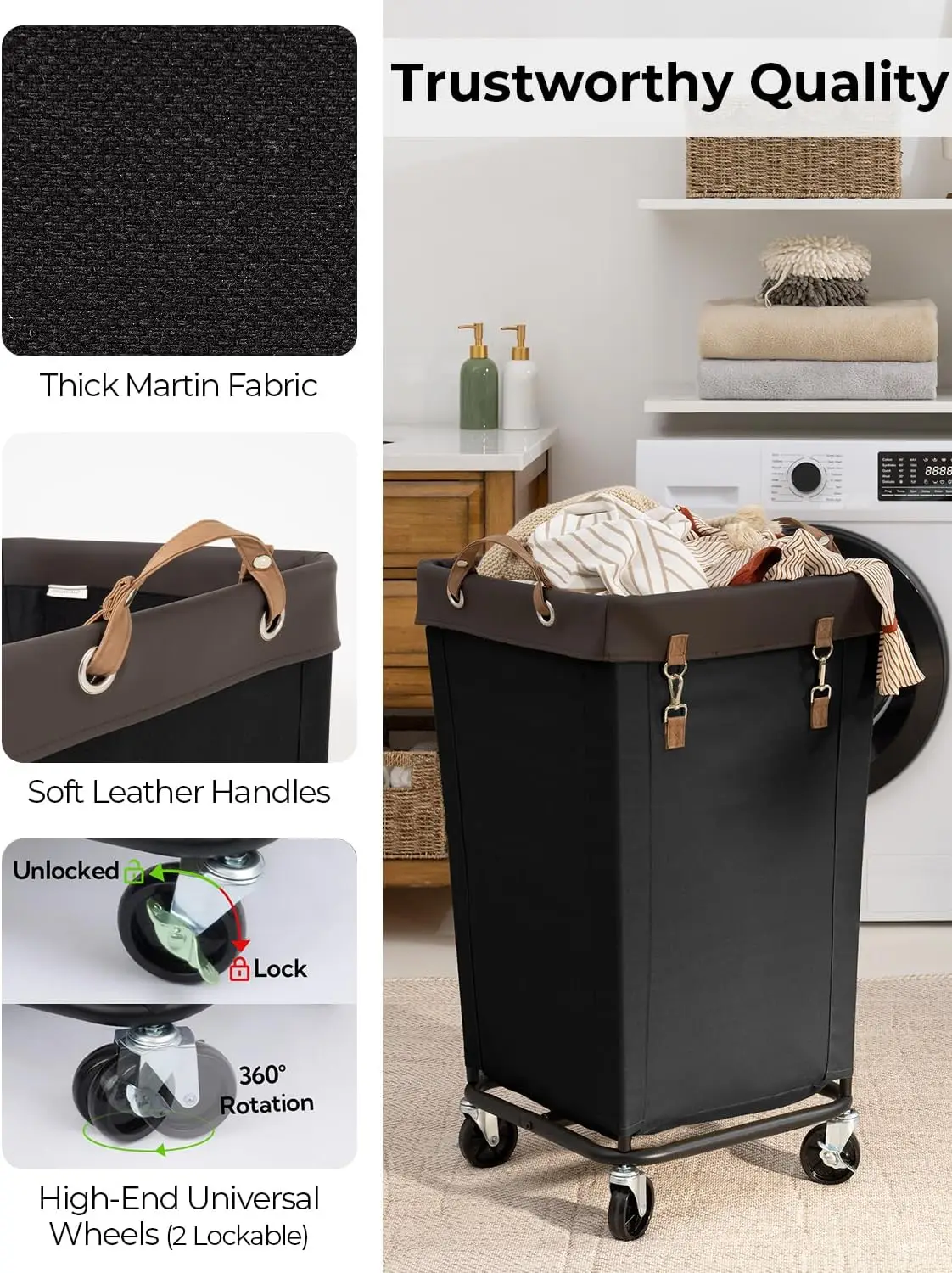 160L Laundry Basket with WheelsLarge Rolling Hampers for Clothing Organizer Dirty Clothes Basket for Hotel Home Closet Dorm