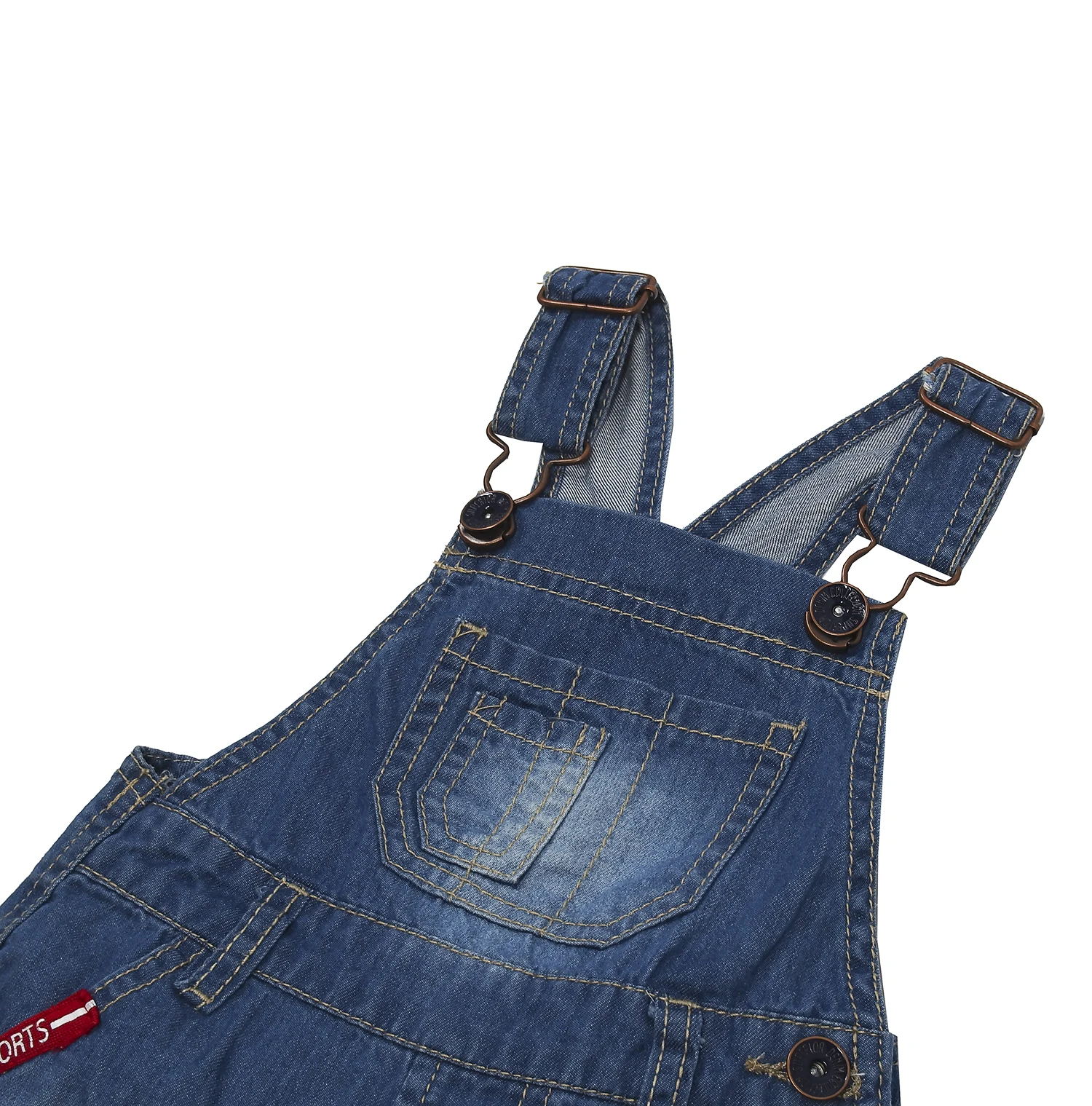 Kidscool Space Baby & Little Boys Big Bib Pocket Letter Webbing Raw Edge Ripped Fashoin Denim Shortalls