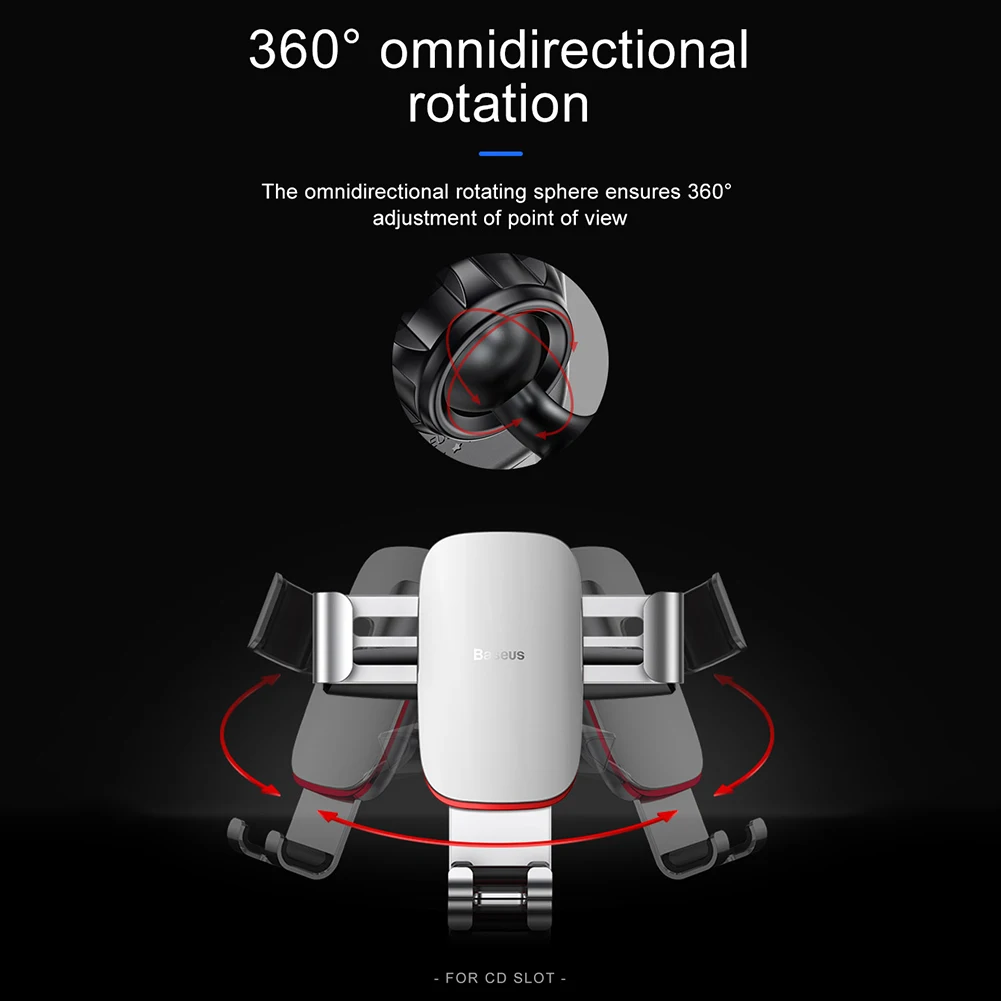 메탈 중력 차량용 휴대폰 거치대, 360 회전 CD 슬롯 마운트, 차량용 휴대폰 거치대 하이 퀄리티, 실용적인 모바일 자동차 거치대 도구, 신제품
