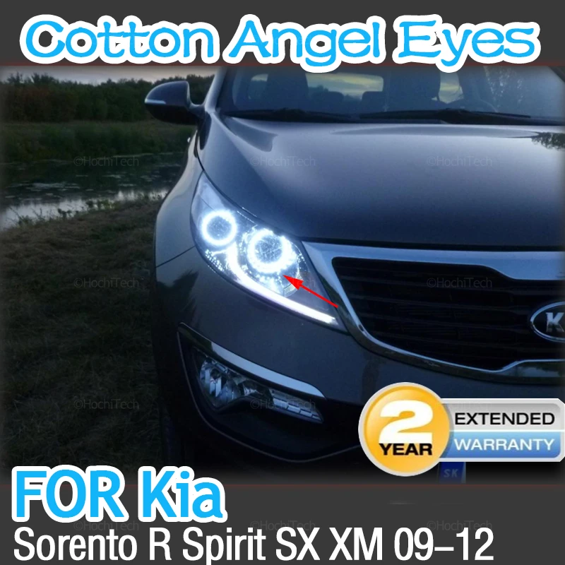 

Car-styling Dual color White Yellow LED Halo Rings Cotton Light For Kia Sorento R Spirit SX XM 2009-20121 LED SMD Angel Eyes Kit