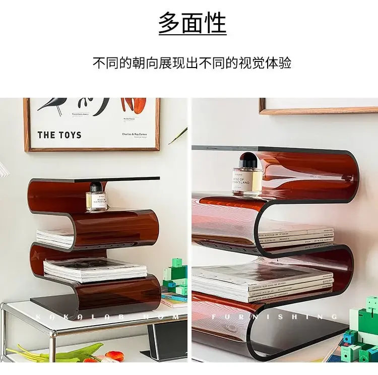 Acrylic Internet Celebrity Bookshelf Nordic Home Living Room Sofa Side Few Bedside Tables Personalized Simple Magazine Rack