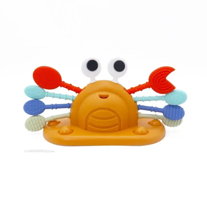 Baby Crab Toys Sensory String Teether Silicone Early Education Training Toys Silicone Pull String Activity Toy Animals 1pcs