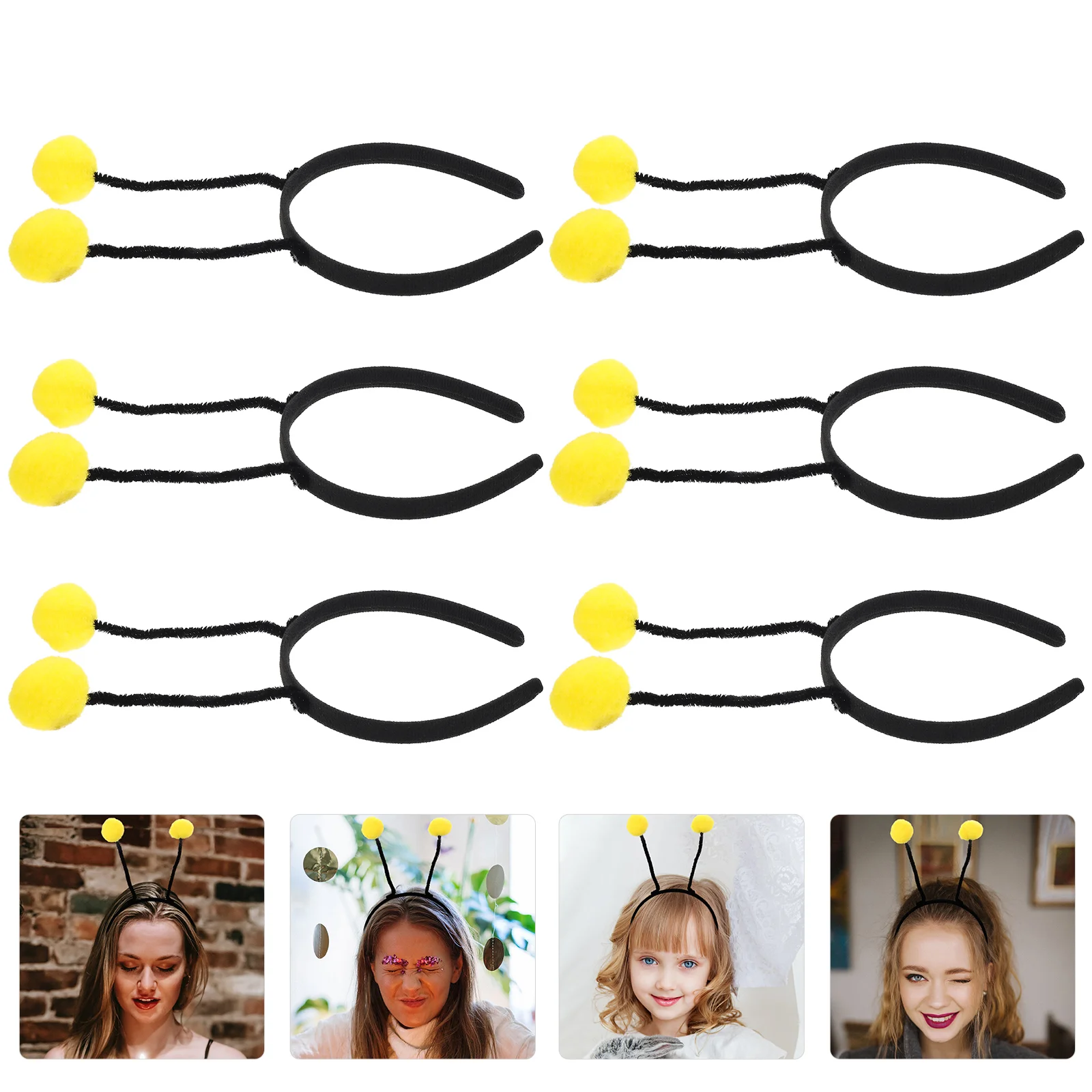 

6 Pcs Fur Ball Headband Girls Hair Hoops Cosplay Accessory Scarf Party Bands Non-woven Fabric
