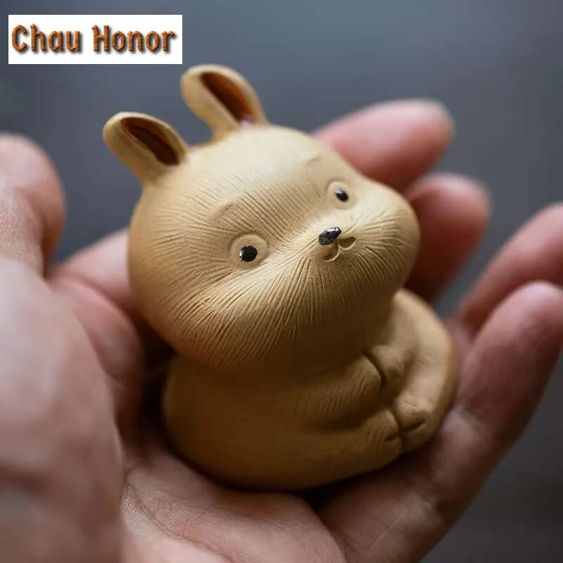 Creative Yixing Purple Clay Cute Zodiac Rabbit Tea Pet Can Raise Tea Tray Small Ornaments Chinese Handmade Tea Set Decoration