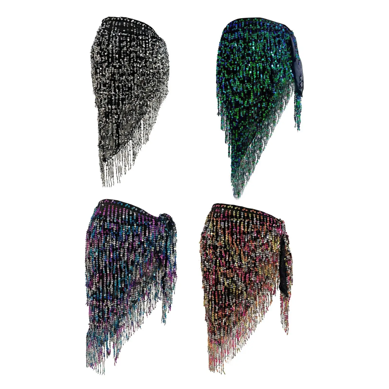 

Girls Belly Dance Hip Scarf Wrap Skirts Shining Rave Costume Dress Sequin Tassel Skirt for Festivals Party Dancing Dancer Gift