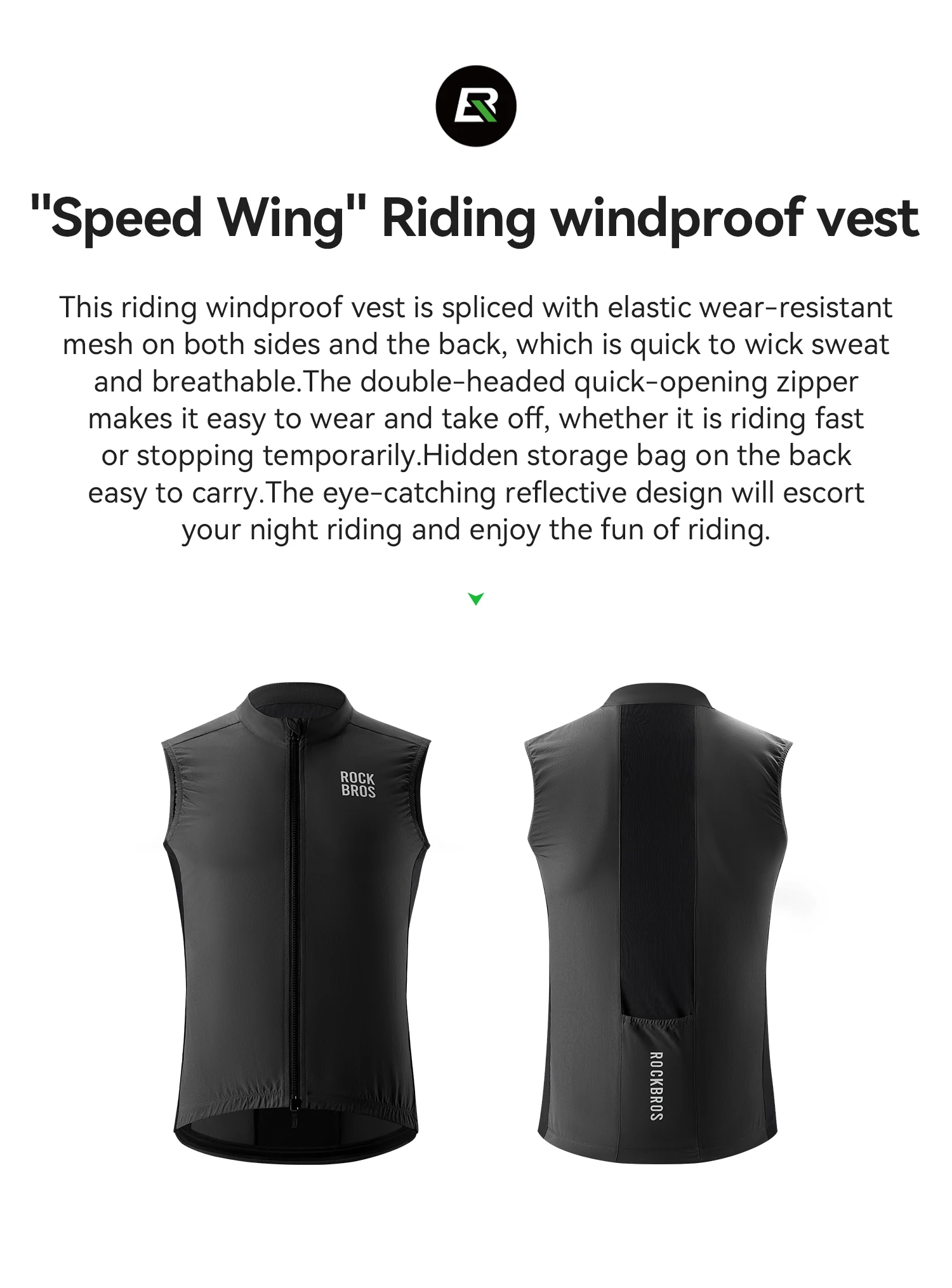 ROCKBROS Fahrradweste, atmungsaktiv, winddicht, Fahrradweste, Sonnenschutz, leicht, Ciclismo, MTB, ärmellos, Weste für Herren und Damen – Detail 2