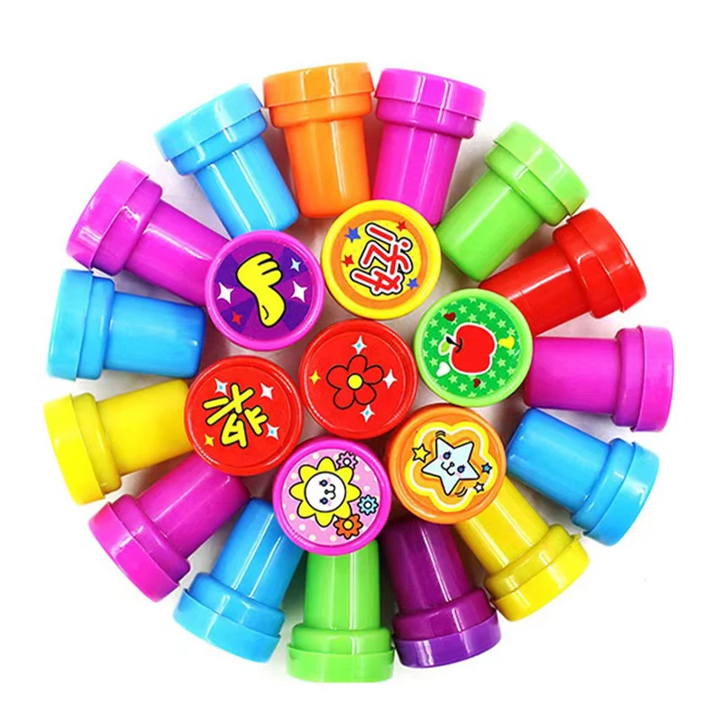5 pcs MINI Assorted Kids Toy Stamp Princess Animal Alphanumeric Smiley Face Award Stamp DIY Clip Painting Photo Album Decoration