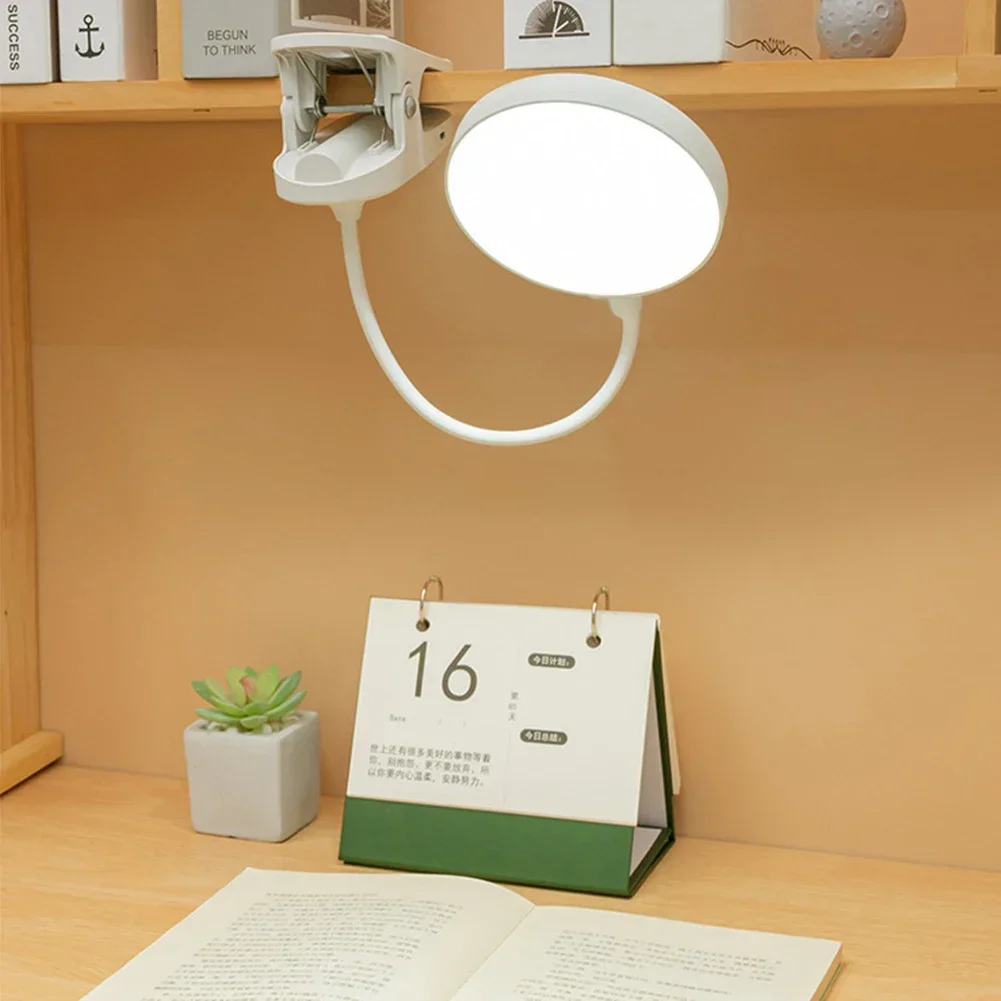 USB 충전식 테이블 램프 클립 침대 독서 야간 조명, LED 책상 램프, 눈 보호, DC5V, 3 가지 모드 디밍