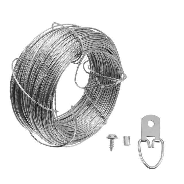 Picture Hanging Wire, D Ring Picture Hangers with Screws and Wire ( 20m  Wire Rope+ 20 Sets of Rings ) Frame - AliExpress