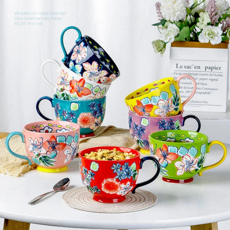 

Кофейные чашки большой емкости идеально подходят для латте, капучино, чая, какао-зерна, горячего шоколада, керамические кофейные кружки, кружка для ресторана