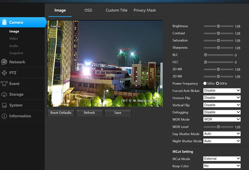 Kaamera kaugseadistuse liides