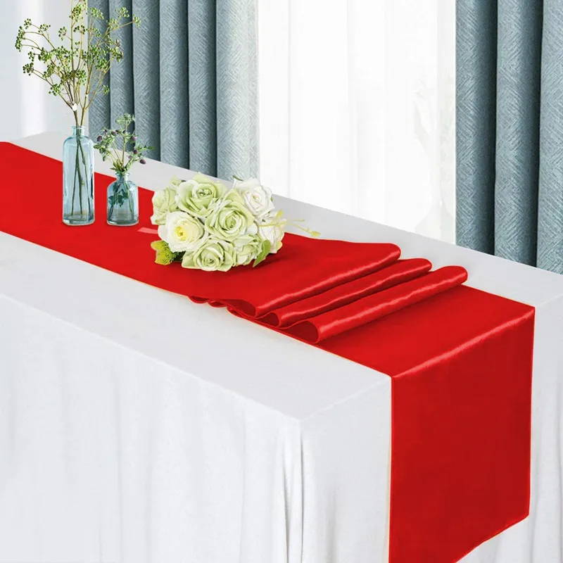 Description Picture 5 of item10pcs Shiny Satin Banquet Wedding Table Runners Silk Ribbon Table Flags For Party Hotel Event Birthday Christmas Decoration