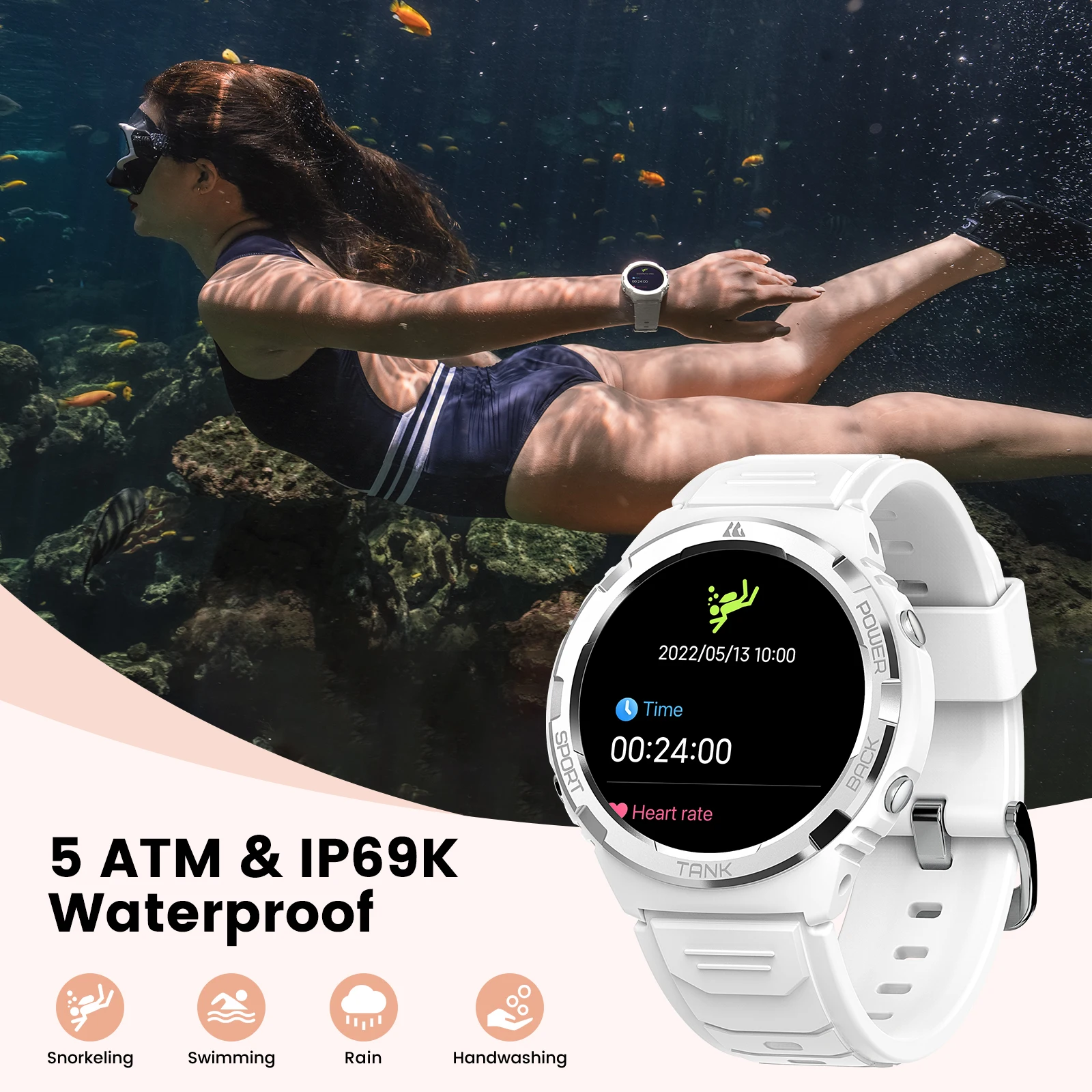 2024 KOSPET 탱크 S1 울트라 스마트 워치 AMOLED AOD 시계, 5ATM 방수, 블루투스 통화, 전자 스마트워치, 여성 디지털 남성 스마트 시계