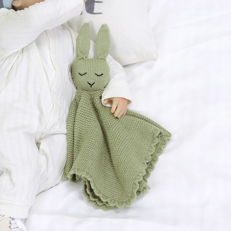 Newborn Appease Towels Rabbit Knitted Infant Baby Boys Girls Security Blanket Comfortbale Soft Toddler Handkerchief Teething Bib