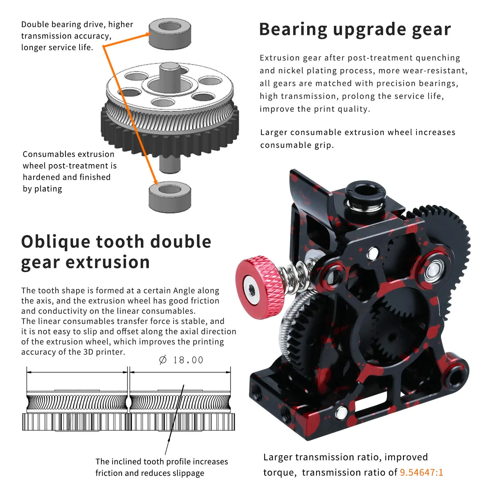 Acessórios de Impressora Feitos de Alumínio Alta Qualidade Aço Duro Dente Oblíquo Hgx 2.0 Alta Qualidade Haldis3d - Imagem 5