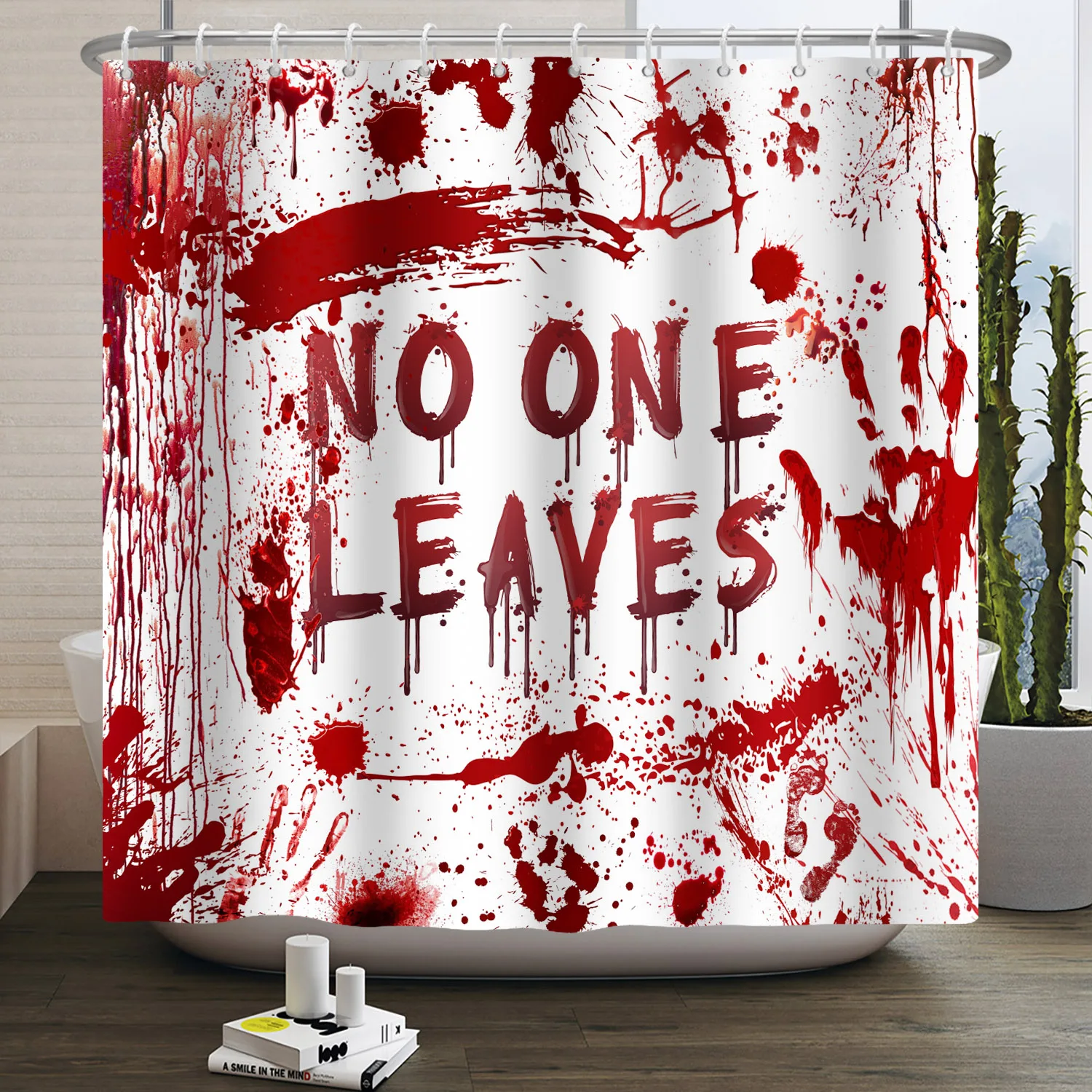 Shower Curtains Halloween Horror Night Bloody Hands Spooky Zombie Skull Scary Waterproof Bathroom