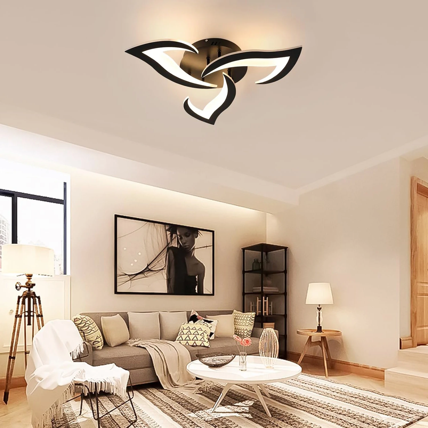 Plafonnier LED moderne dans un intérieur contemporain