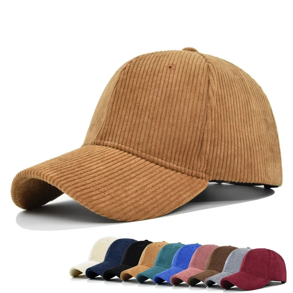 

Unisex Solid Color Corduroy Baseball Cap Women Men Trendy Vintage Outdoor Adjustable Snapback Hat Hip Hop Sun Visor Trucker Hats