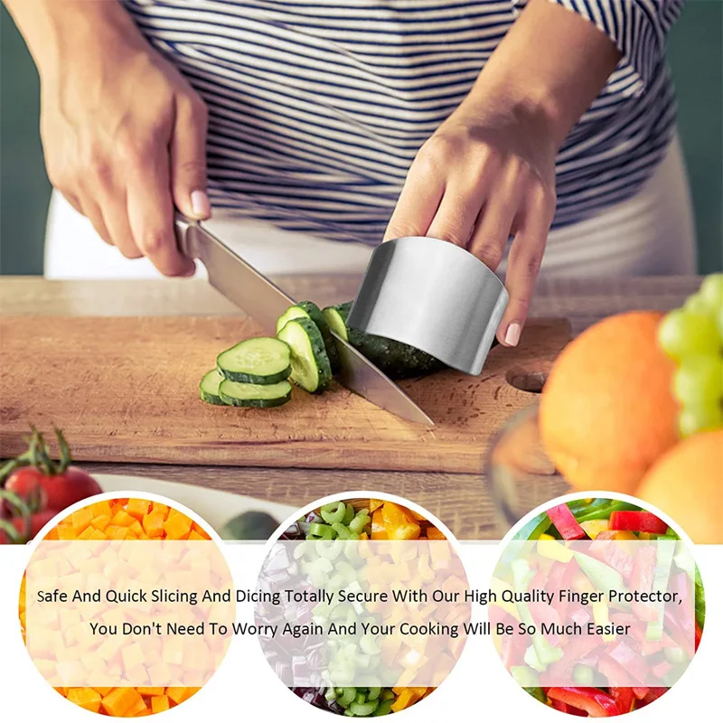 Kitchen Tool Accessories Stainless Steel Finger Guard Safety Vegetable Cutter Hand Guard Tool Kitchen Cut Finger Protector