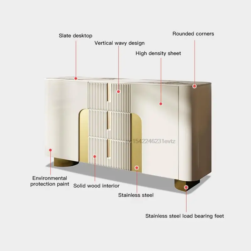 Modern Minimalist Sideboard Buffet Slate Cupboard Living Room Furniture Entrance Hall Console Table Kitchen Cabinets In White